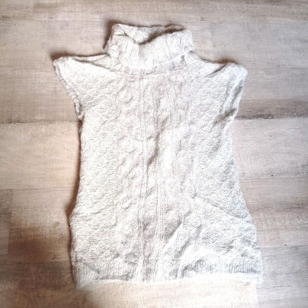 SOL Women's Knit Suri And baby Alpaca Pullover Sweater Medium M Sleevless Gray